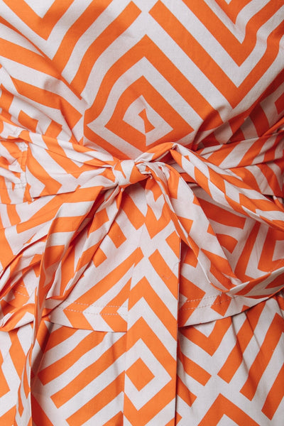 Colourful Rebel Jana Squares Wrap Top | Bright orange 