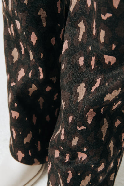 Colourful Rebel Jolie Jacquard Leopard Flare pants | Brown 