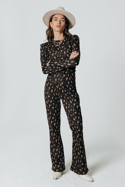 Colourful Rebel Jolie Jacquard Leopard Flare pants | Brown 8720603248808