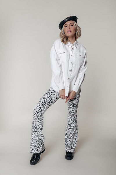Colourful Rebel Jolie Leopard Flare Pants | Black/white 