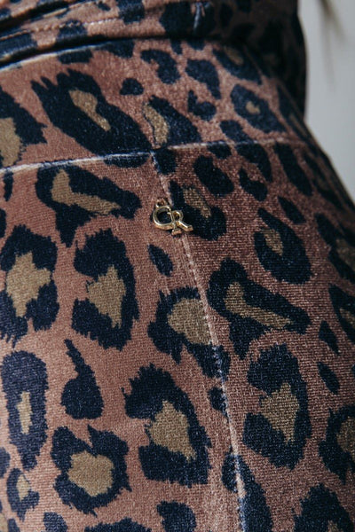 Colourful Rebel Jolie Leopard Velvet Flare Pants | Medium brown 