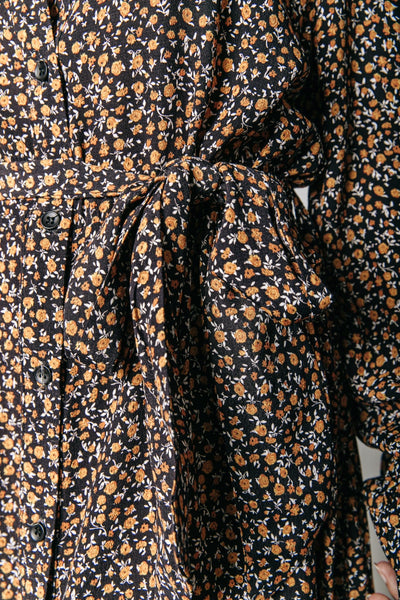 Colourful Rebel Kera Floral Maxi Shirt Dress | Rust Orange