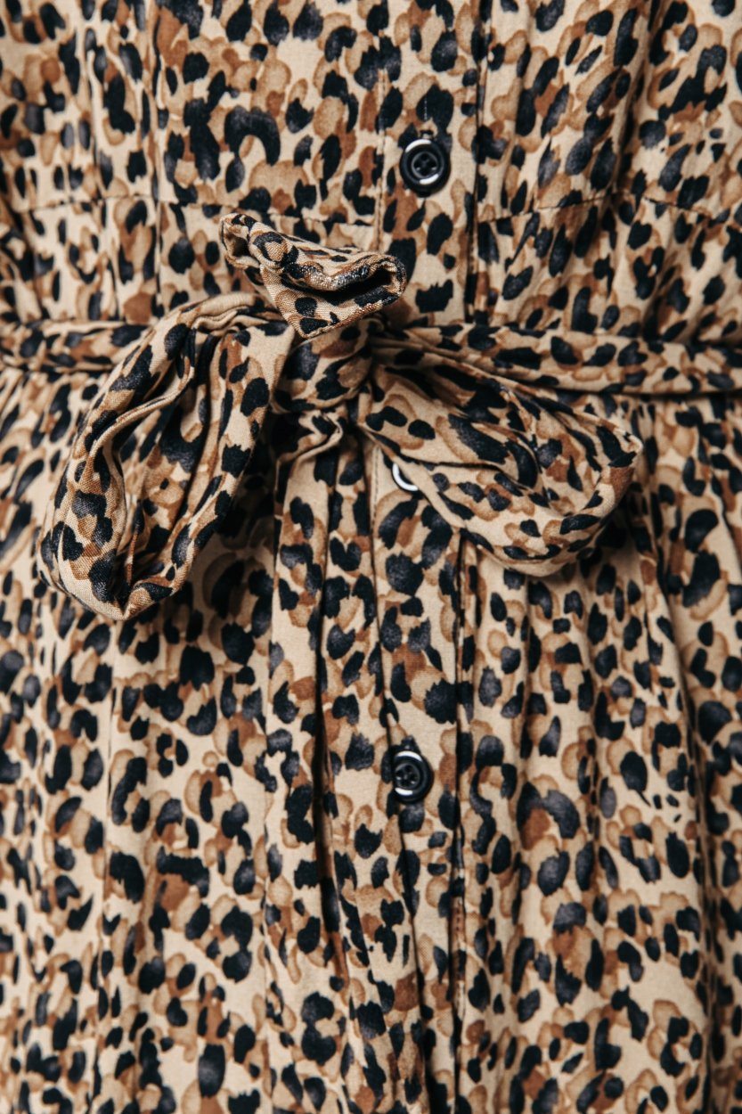 Colourful Rebel Kera Leopard Maxi Shirt Dress | Brown 