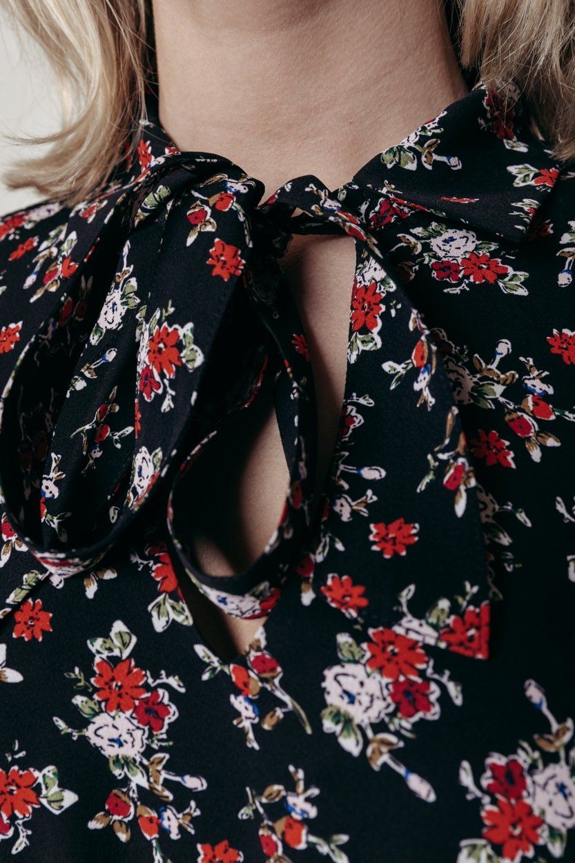 Colourful Rebel Kimi Flower Belted Dress | Black 