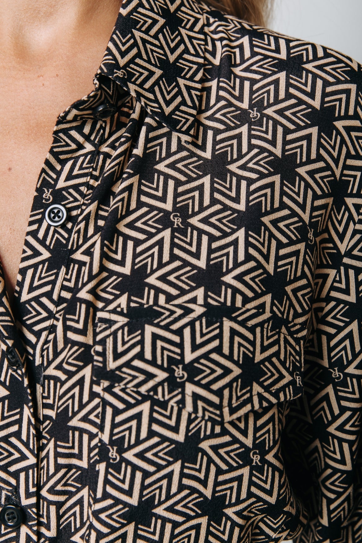 Colourful Rebel Laila CR Geometric Maxi Shirt Dress | Sand 