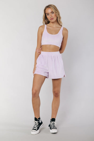 Colourful Rebel Leigh Contrast Piping Terry Short | Soft lilac 8720603214162