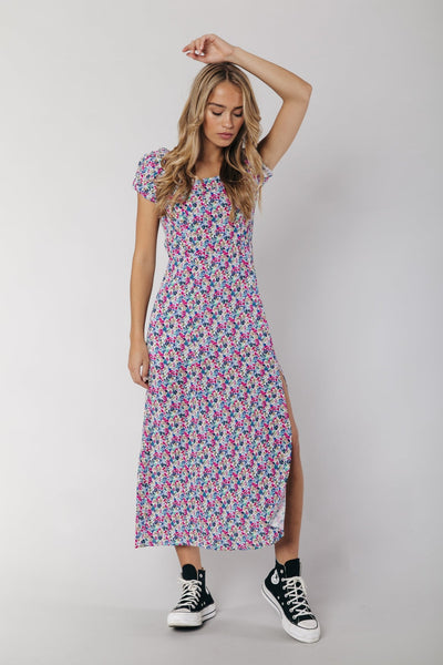 Colourful Rebel Leila Small Flower Maxi Slit Dress | Pink 8720603214513