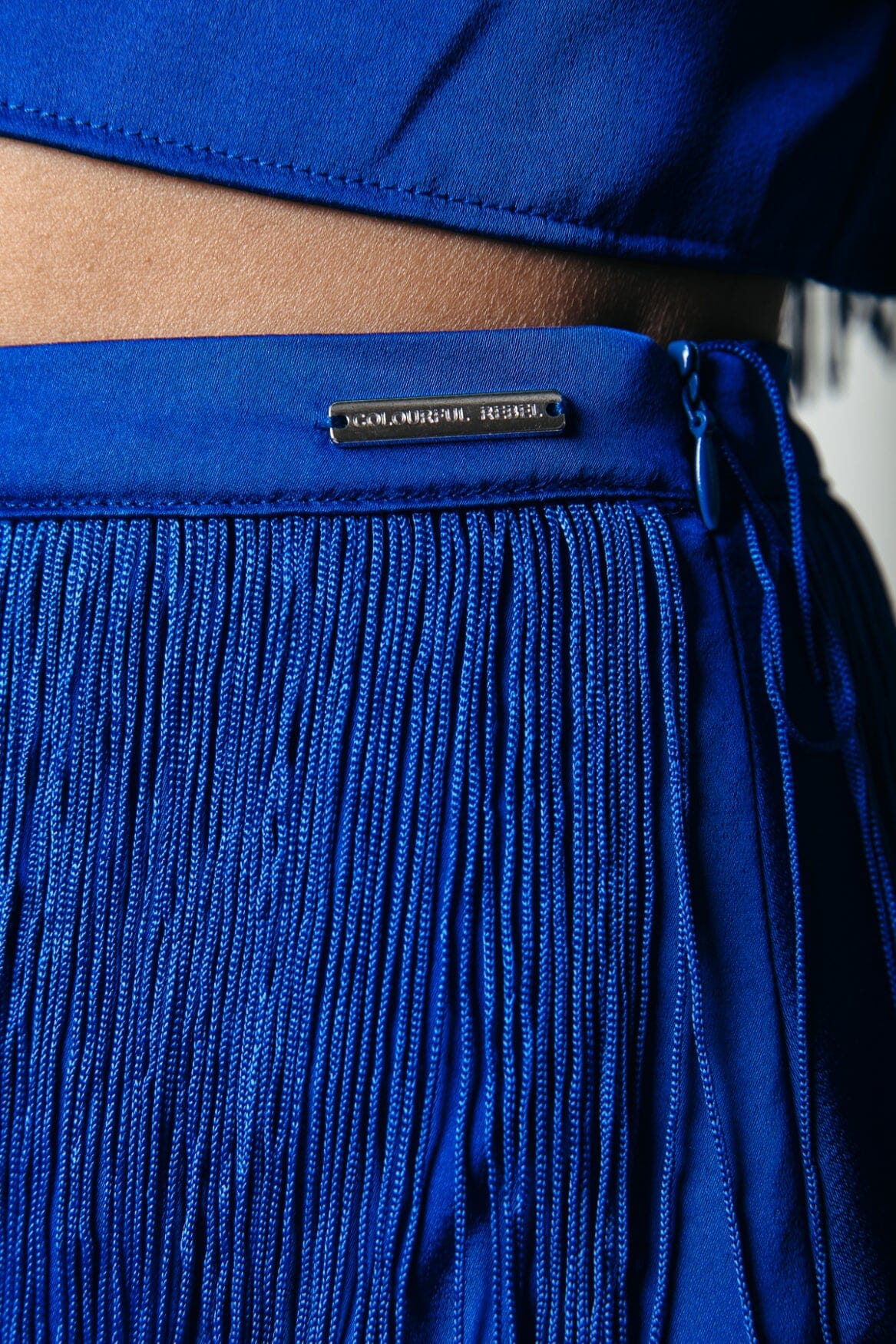 Colourful Rebel Lessie Fringe Mini Skirt | Vibrant Blue 