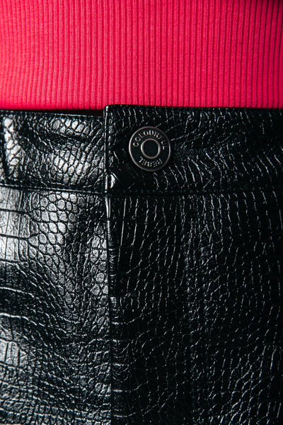 Colourful Rebel Linde Croco Vegan Leather Short | Black