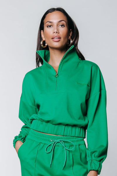 Colourful Rebel Litzy Dropped Shoulder Zipper Sweater | Green 8720603284844