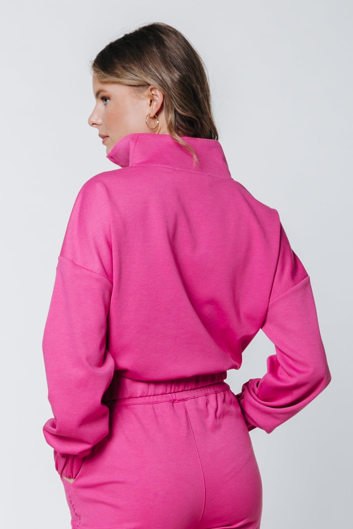 Colourful Rebel Litzy Dropped Shoulder Zipper Sweater | Sweet Pink