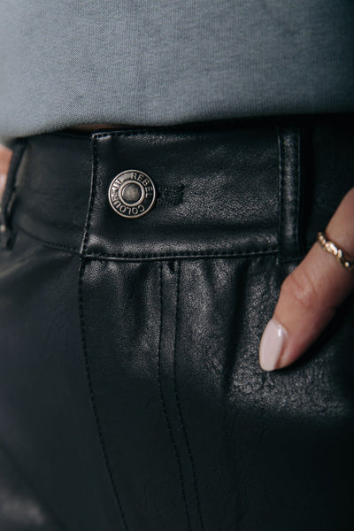 Colourful Rebel Livia Mid Rise Vegan Leather Pants | Black 