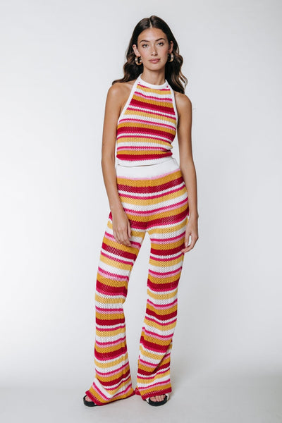 Colourful Rebel Loekie Crochet Stripe Flare Pants | Multicolor 8720603275606