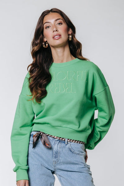 Colourful Rebel Logo Embro Cropped Dropped Sweat | Mint 8720603285858