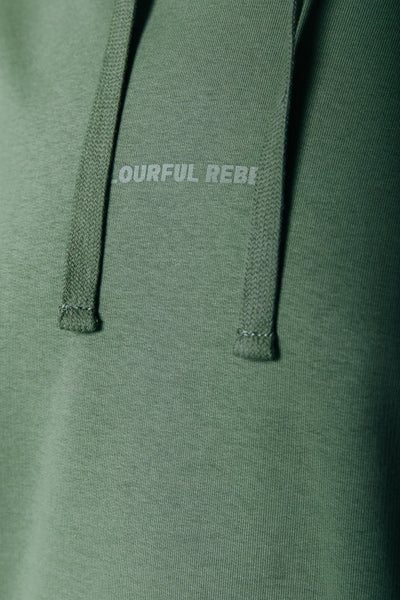 Colourful Rebel Logo Oversized Hoodie Dress | Dark green 