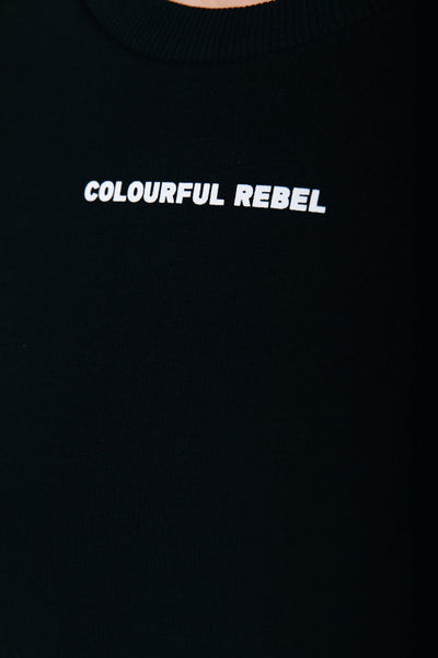 Colourful Rebel Logo Padded Shoulder Sweat | Black 