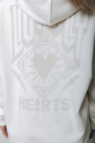 Colourful Rebel Lonely Hearts Oversized Hoodie | Off white 