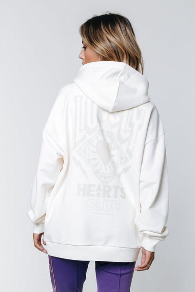 Colourful Rebel Lonely Hearts Oversized Hoodie | Off white 8720603246163