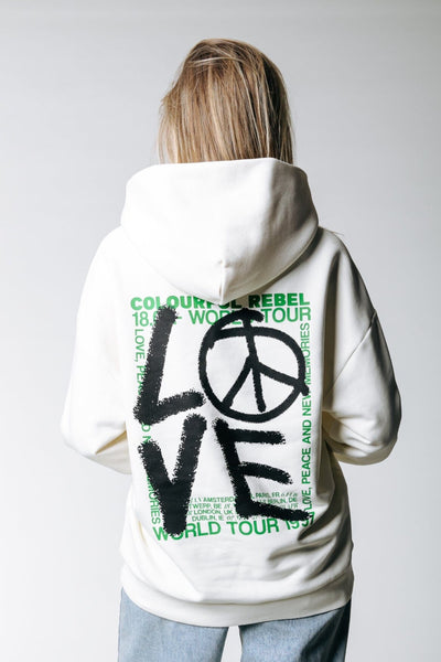 Colourful Rebel Love Peace Hoodie | Off white 8720603296984