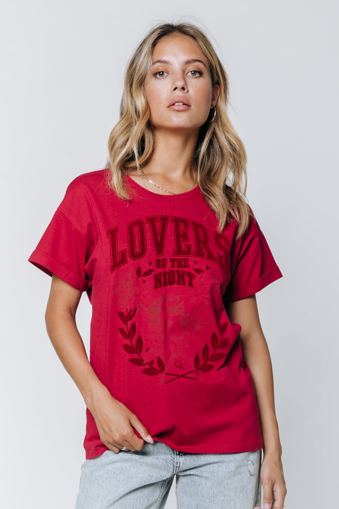 Colourful Rebel Lovers Of The Night Boxy Tee | Dark red 8720603258470