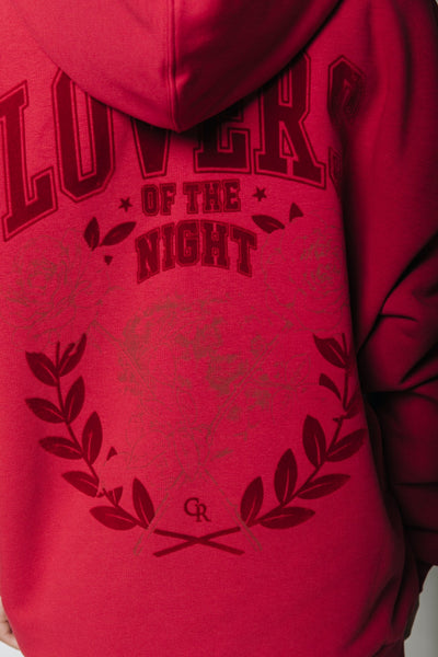 Colourful Rebel Lovers Of The Night Oversized Hoodie | Dark red 
