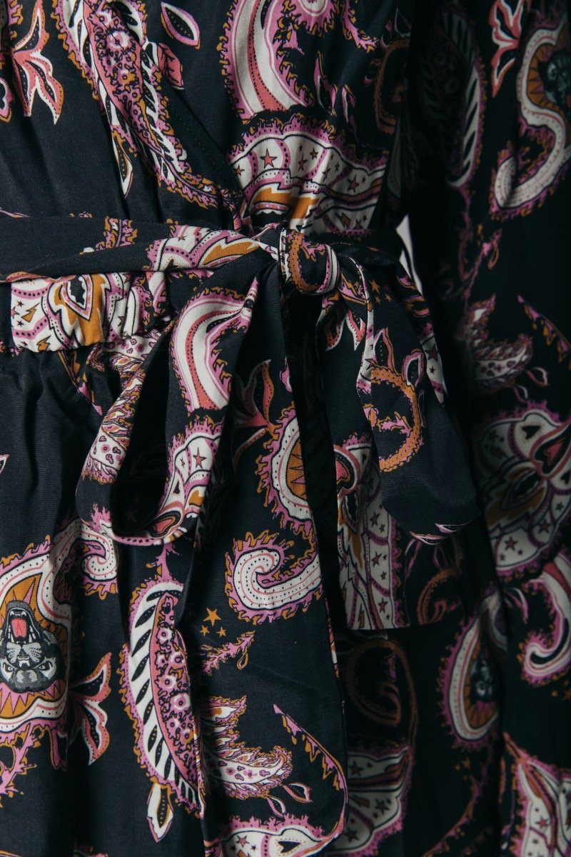 Colourful Rebel Maya Paisley Maxi Wrap Dress | Black 