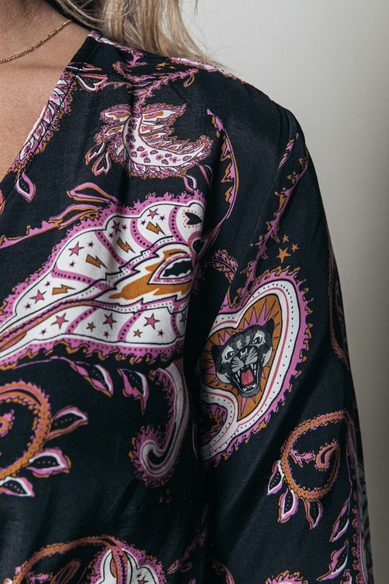 Colourful Rebel Maya Paisley Maxi Wrap Dress | Black 