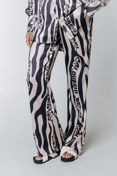 Colourful Rebel Melody Zebra Straight Pants | Sand