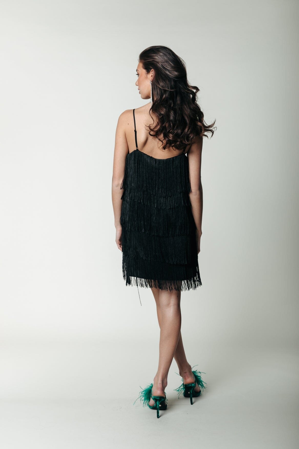 Colourful Rebel Meriah Fringe Strap Dress | Black 