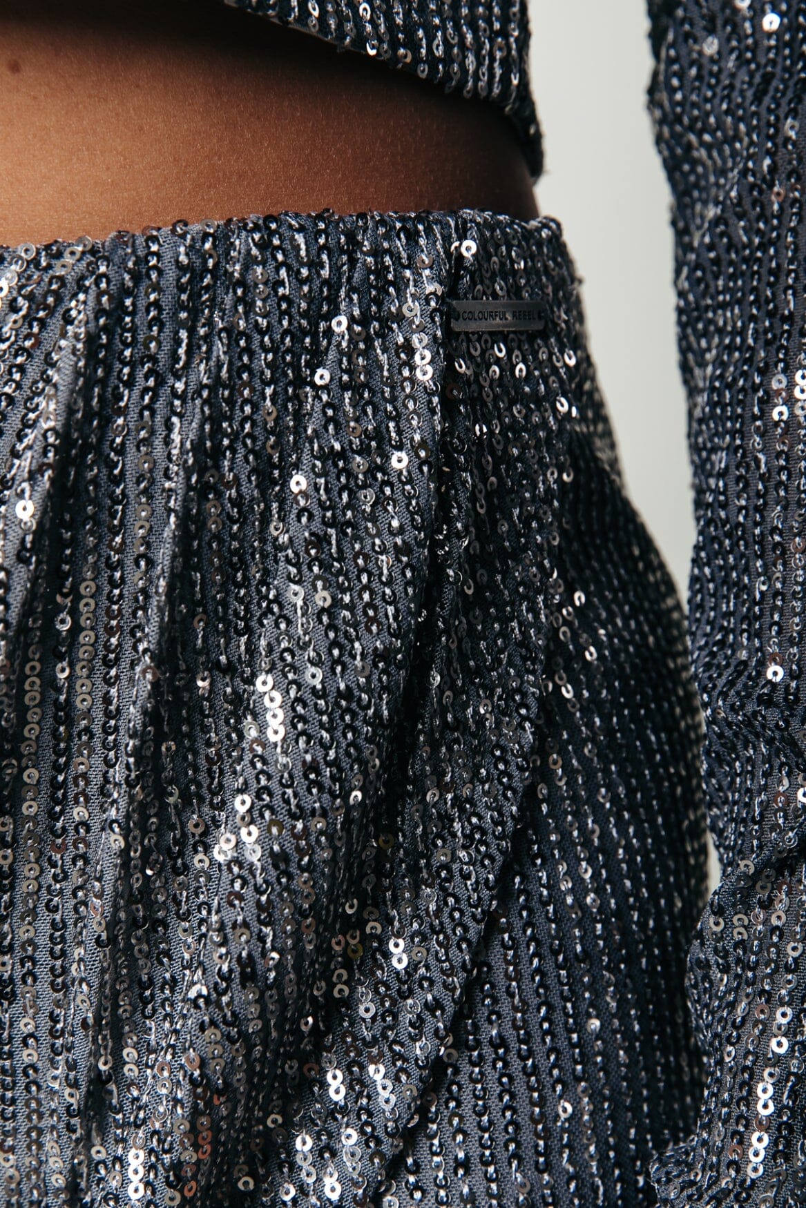 Colourful Rebel Minna Sequins Overlap Mini Skirt | Metallic silver