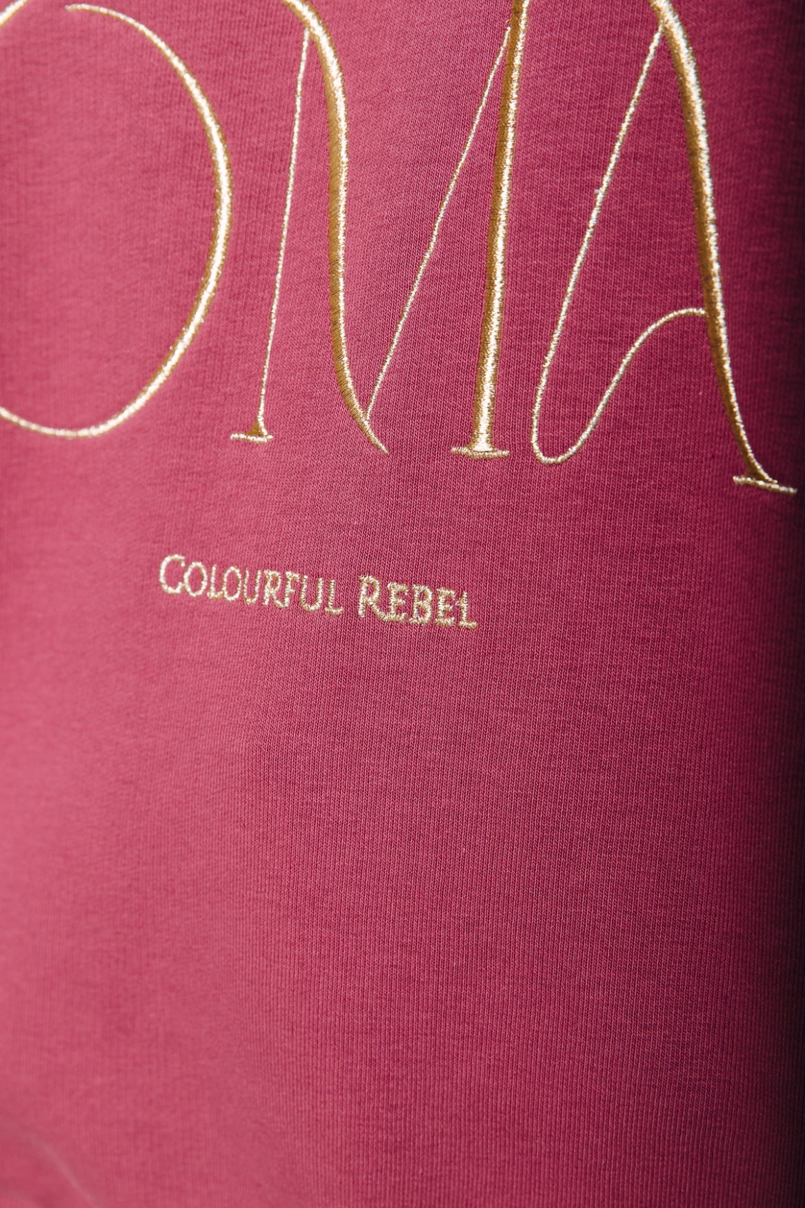 Colourful Rebel Moon Nomad Embro Dropped Shoulder Sweat | Old dark pink 