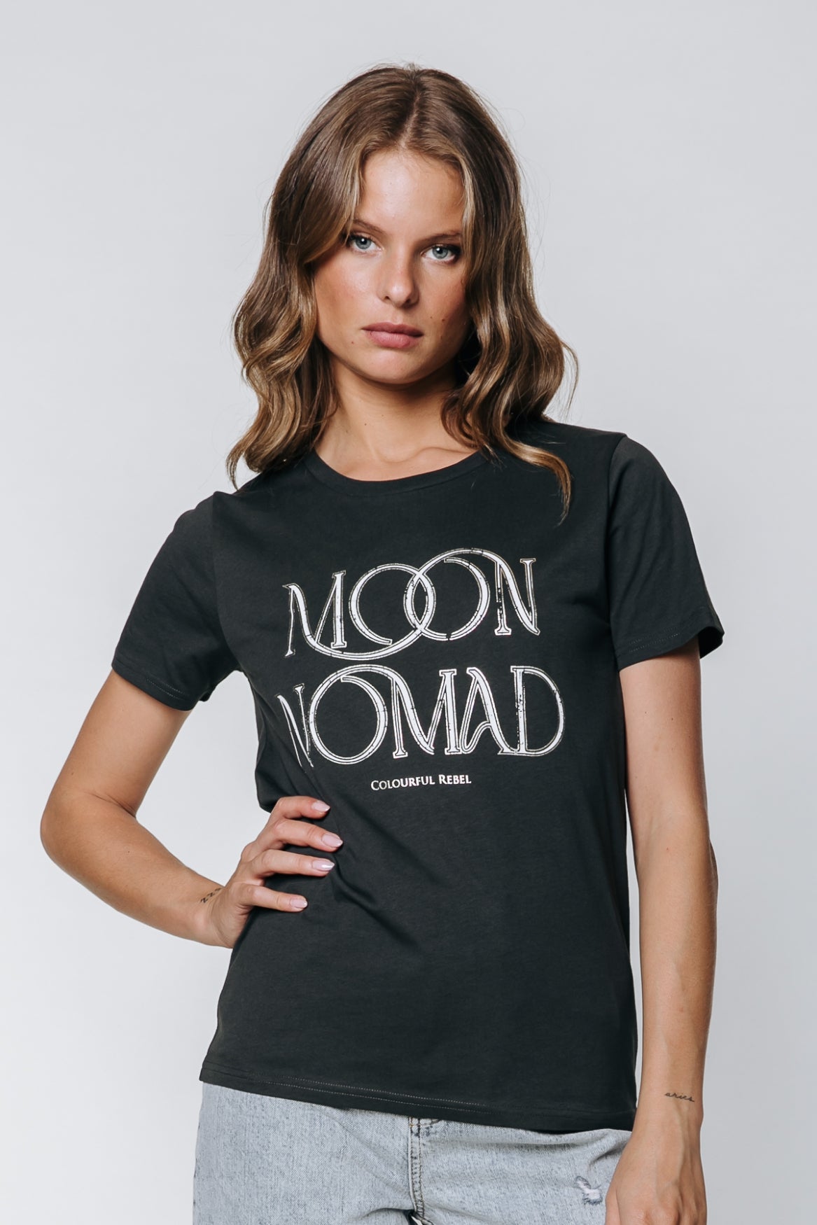 Colourful Rebel Moon Nomad Glitter Classic Tee | Anthracite 8720603277914