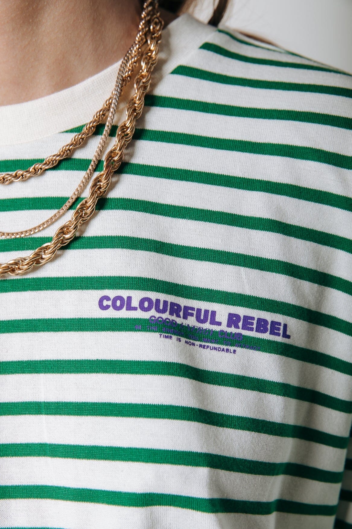 Colourful Rebel Mother Earth Stripe Longsleeve Tee | Off white 
