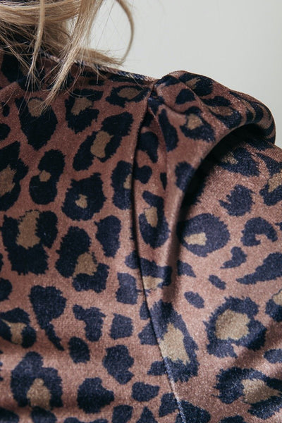 Colourful Rebel Neyo Leopard Velvet Turtle Neck Top | Medium brown 