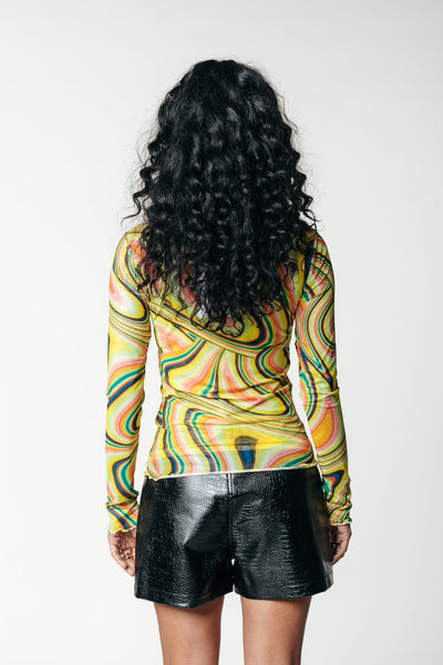 Colourful Rebel Neyo Swirl Mesh Top | Lime 