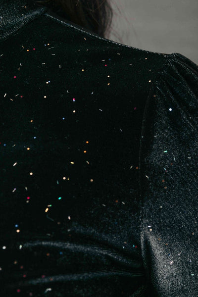 Colourful Rebel Neyo Velvet Multi Glitter Dots Turtle Neck Top | Multicolor 