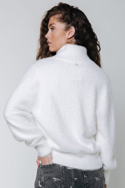 Colourful Rebel Nicole Zipped Knitwear Sweater | Off white 