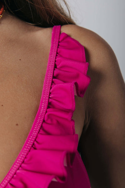 Colourful Rebel Nikki Ruffle Bikini Top | Fuchsia