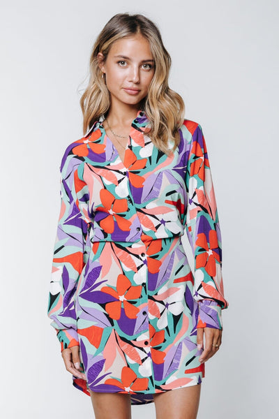 Colourful Rebel Nina Big Flower Mini Shirt Dress | Multicolor 8720603263078