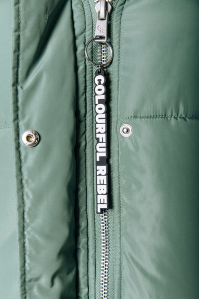 Colourful Rebel North Long Puffer | Vintage green 