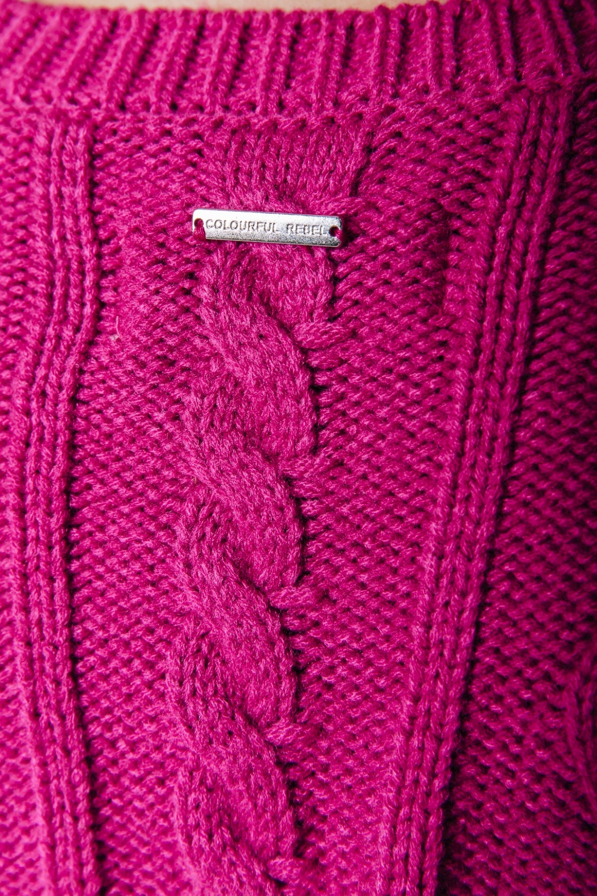 Colourful Rebel Olivia Cable Knitwear Sweater | Fuchsia 