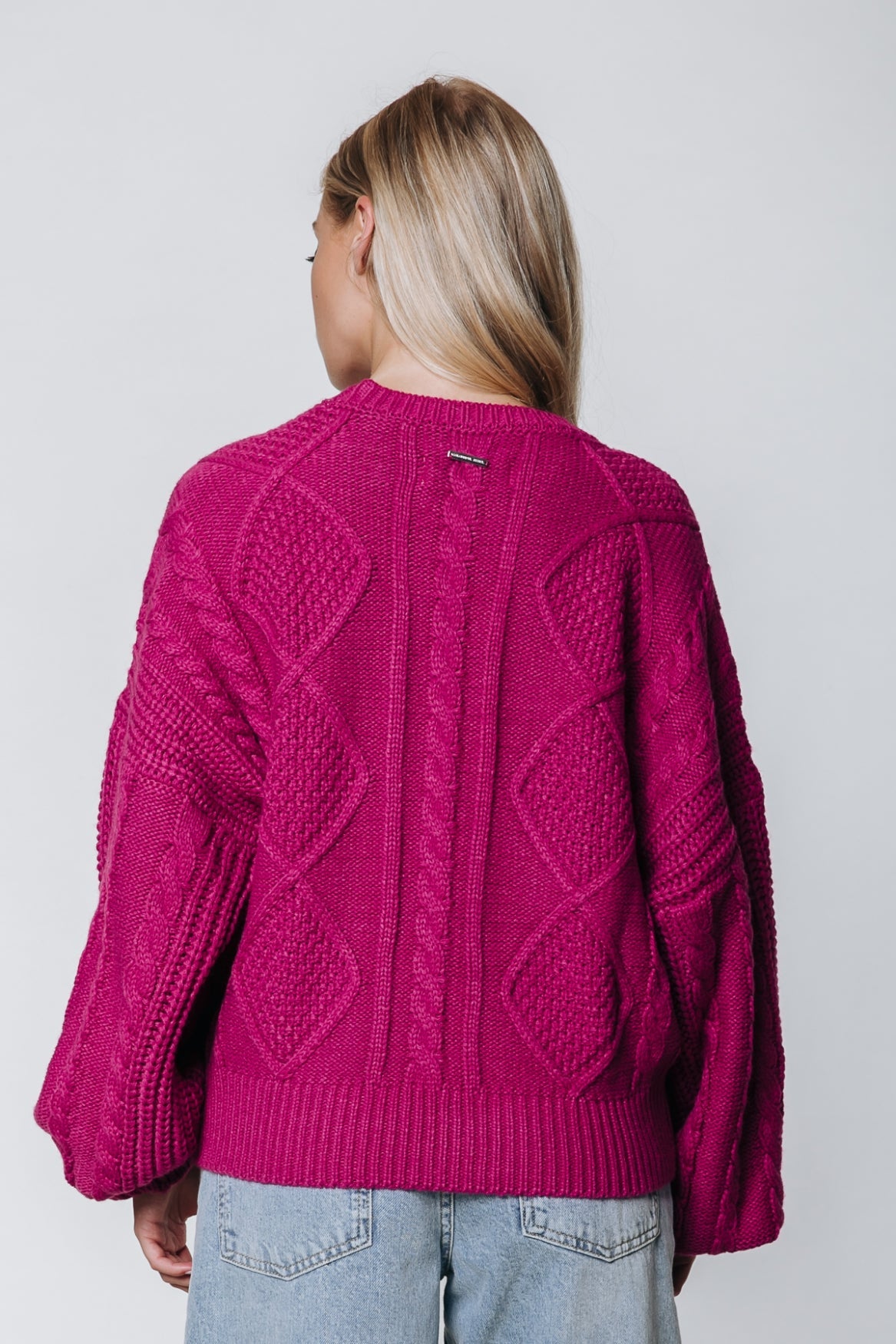 Colourful Rebel Olivia Cable Knitwear Sweater | Fuchsia 