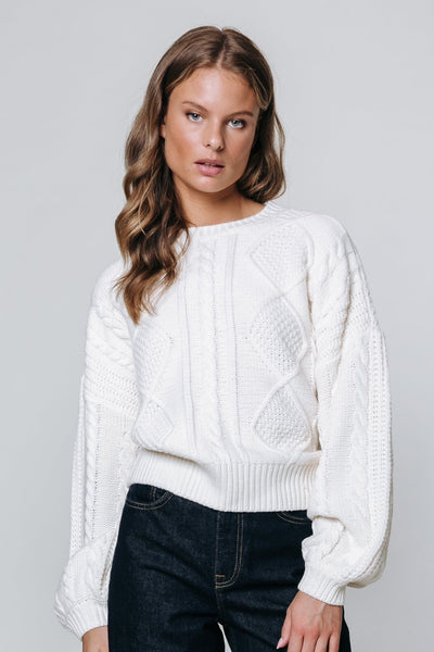 Colourful Rebel Olivia Cable Knitwear Sweater | Off white 8720603246491