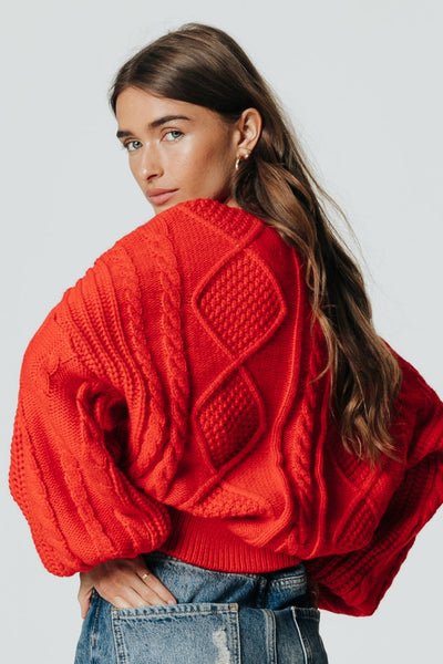 Colourful Rebel Olivia Cable Knitwear Sweater | Warm orange 