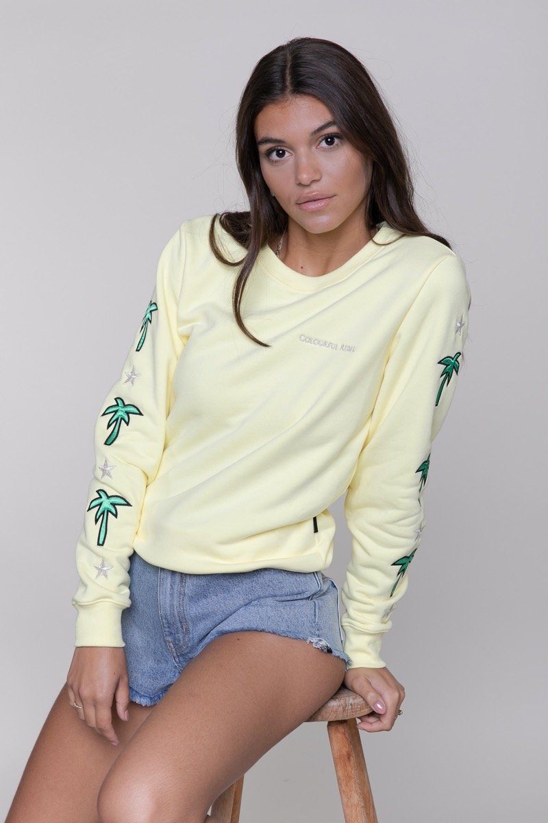 Colourful Rebel Palm Patch Sweater | Yellow 1104126581340