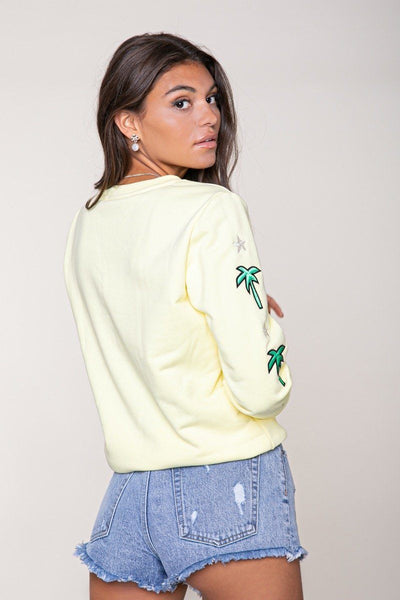 Colourful Rebel Palm Patch Sweater | Yellow 