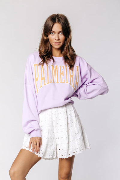 Colourful Rebel Palmeira Patch Dropped Shoulder Sweat | Soft lilac 8720603215312