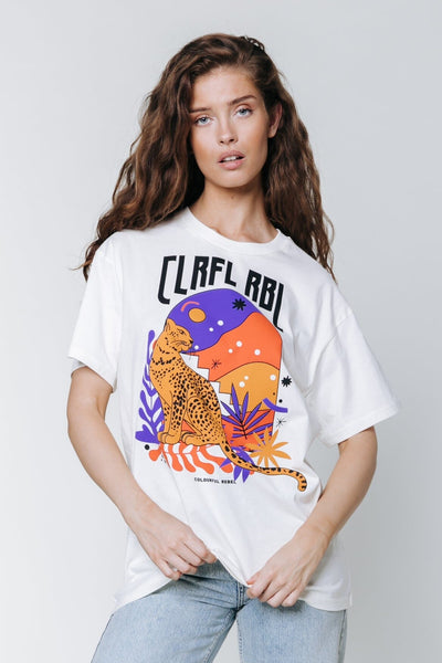Colourful Rebel Panther Moon Loosefit Tee | Off white 8720603263467
