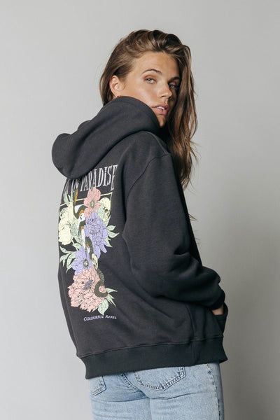 Colourful Rebel Paradise Snake Oversized Hoodie | Anthracite 1112283936965