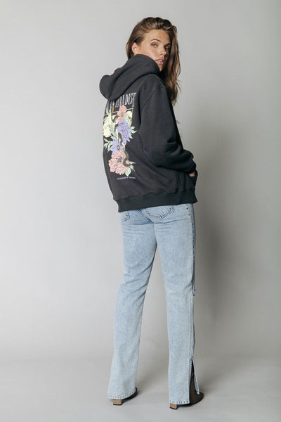 Colourful Rebel Paradise Snake Oversized Hoodie | Anthracite 